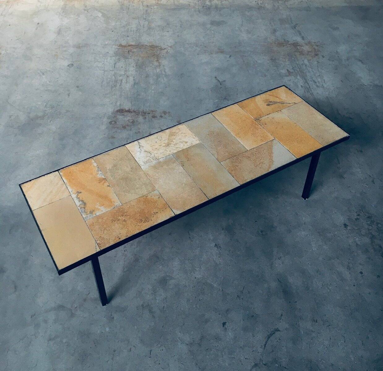 Mid-Century Minimalist Ceramic Tile Coffee Table, France, 1960s