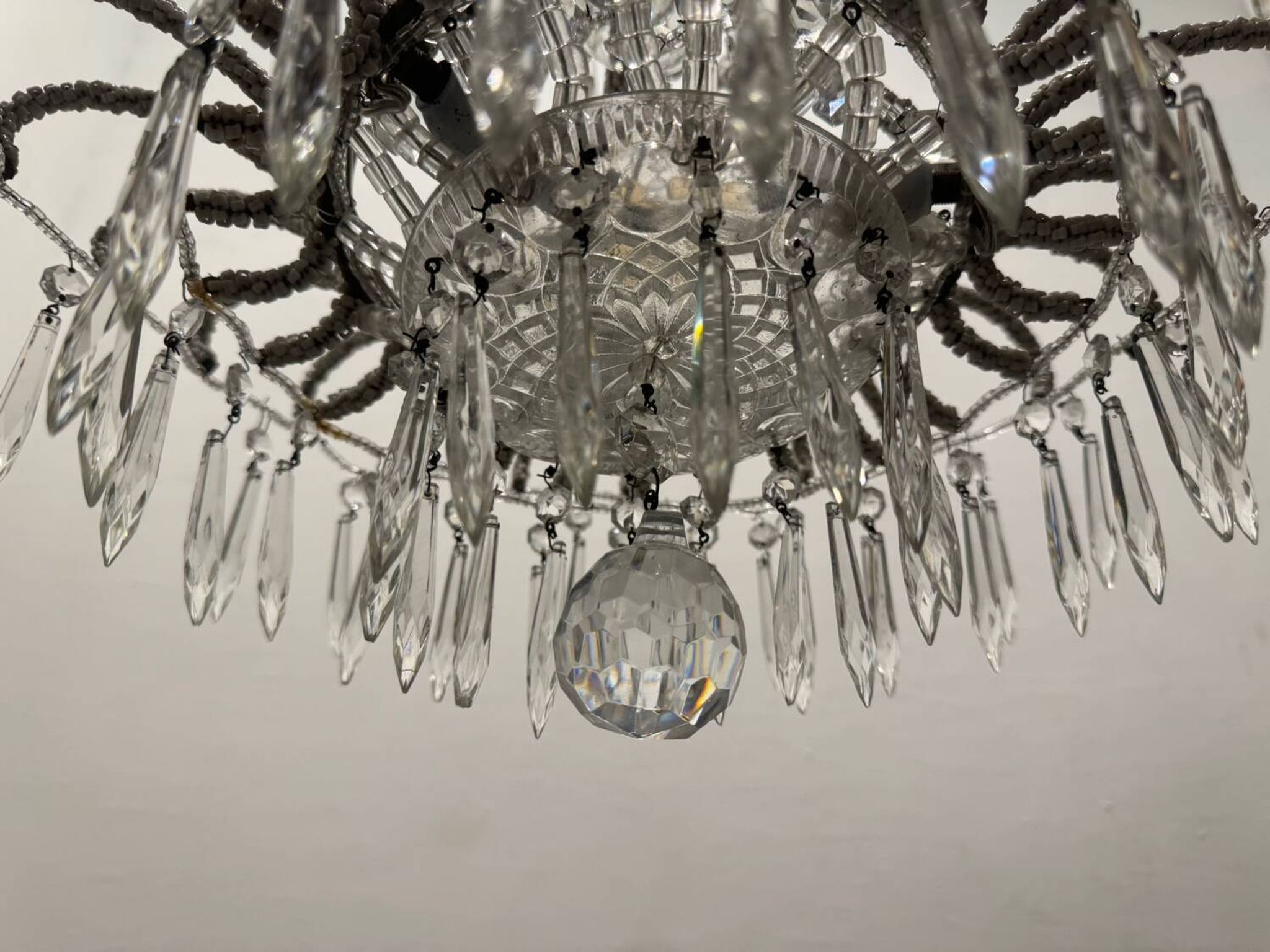 Suspension vintage en perles de cristal italiennes des années 1960