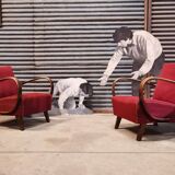 Pair of H 410 armchairs by Jindřich Halabala for Up Zavody