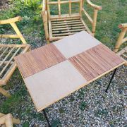 4 bamboo armchairs and a vintage coffee table