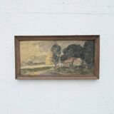 Watercolor on paper "The Storm in Beauce" by Pelissie, France 1930