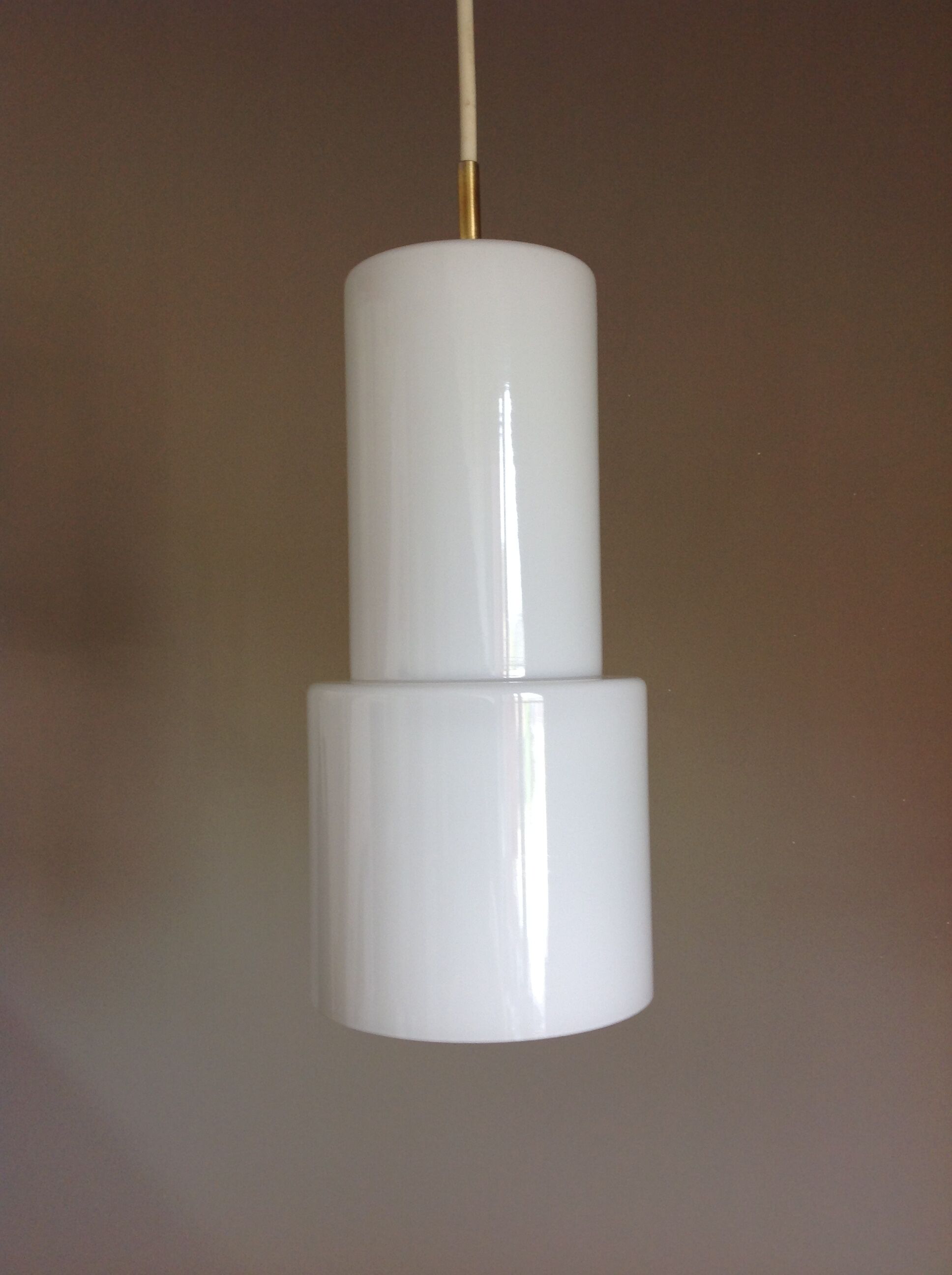 White opaline tube hanging lamp, vintage, 60s - 70s