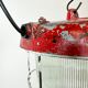 Red industrial cast iron cage pendant light, 1960s