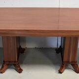 Rectangular table in solid mahogany and plated 1930/1940