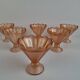 Set of 6 Art Deco Pink Rosaline Glass Dessert Bowls, Czechoslovakia, 1930s