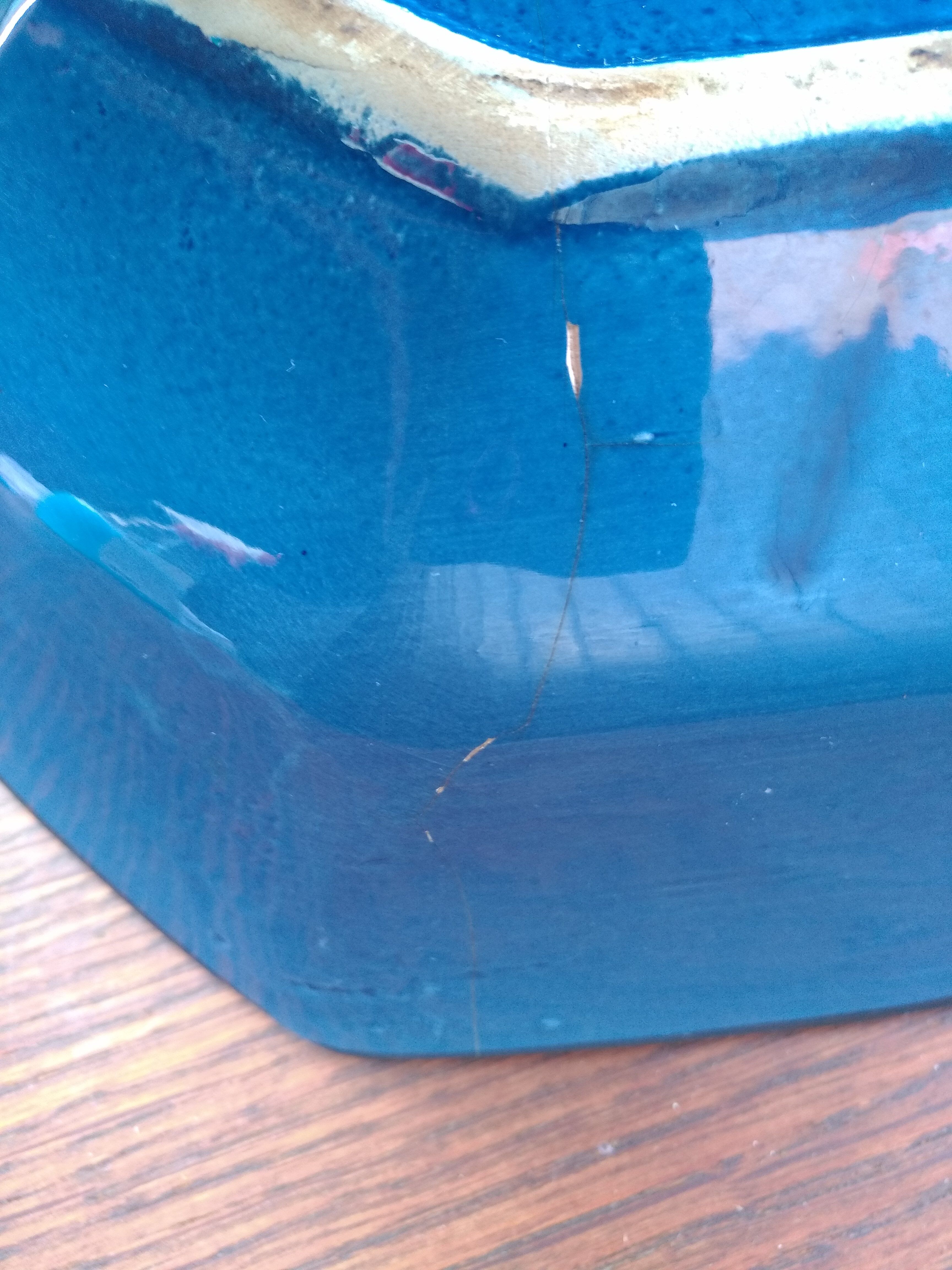 Blue ethnic dish or salad bowl