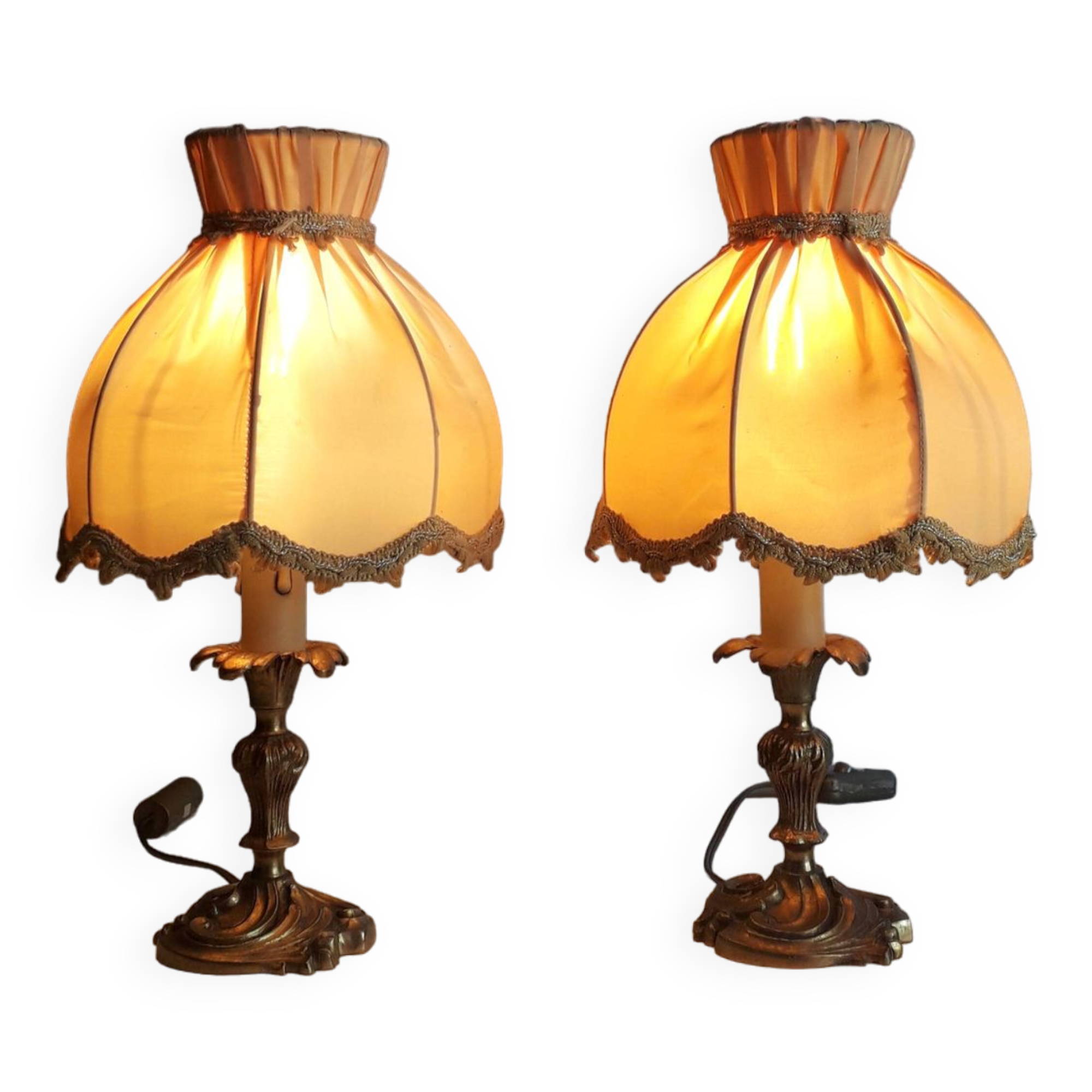 Paire de lampes de chevet/ à poser - bronze doré