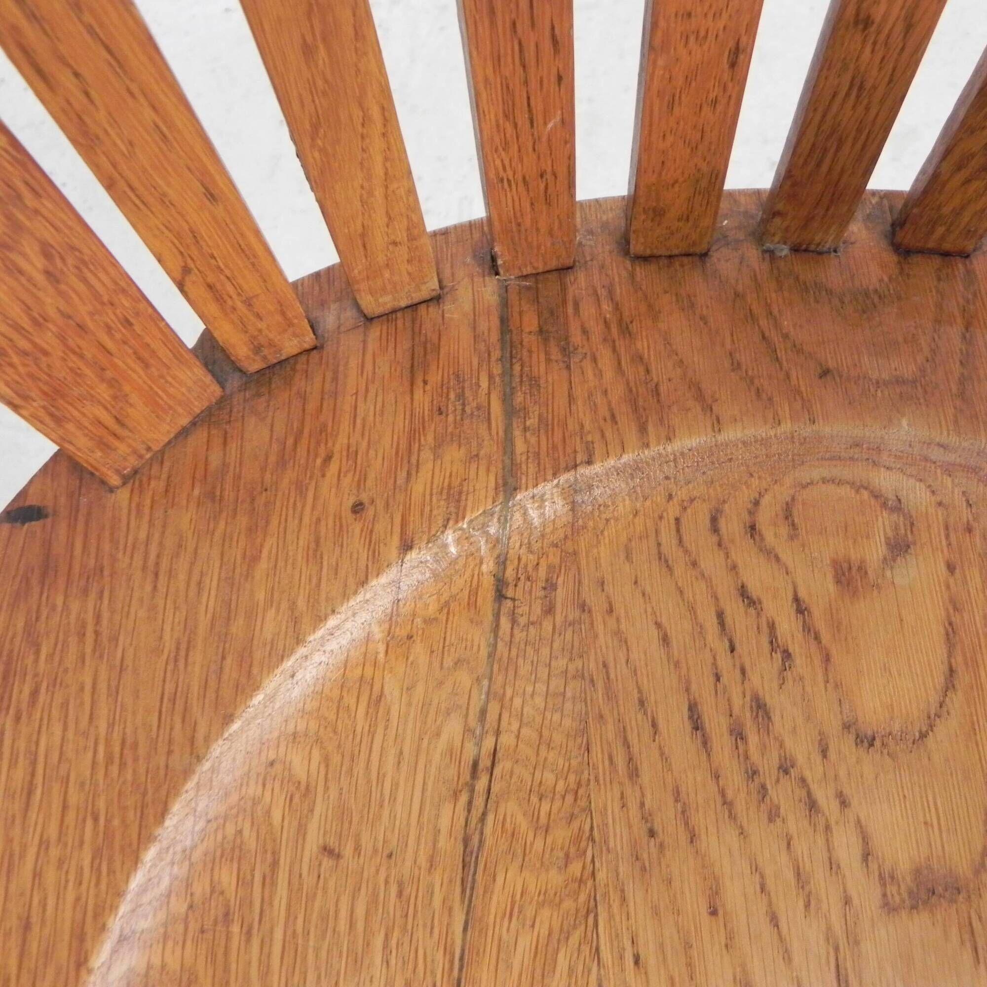 Oak office chair with adjustable spring system and height adjustment, 1950s.