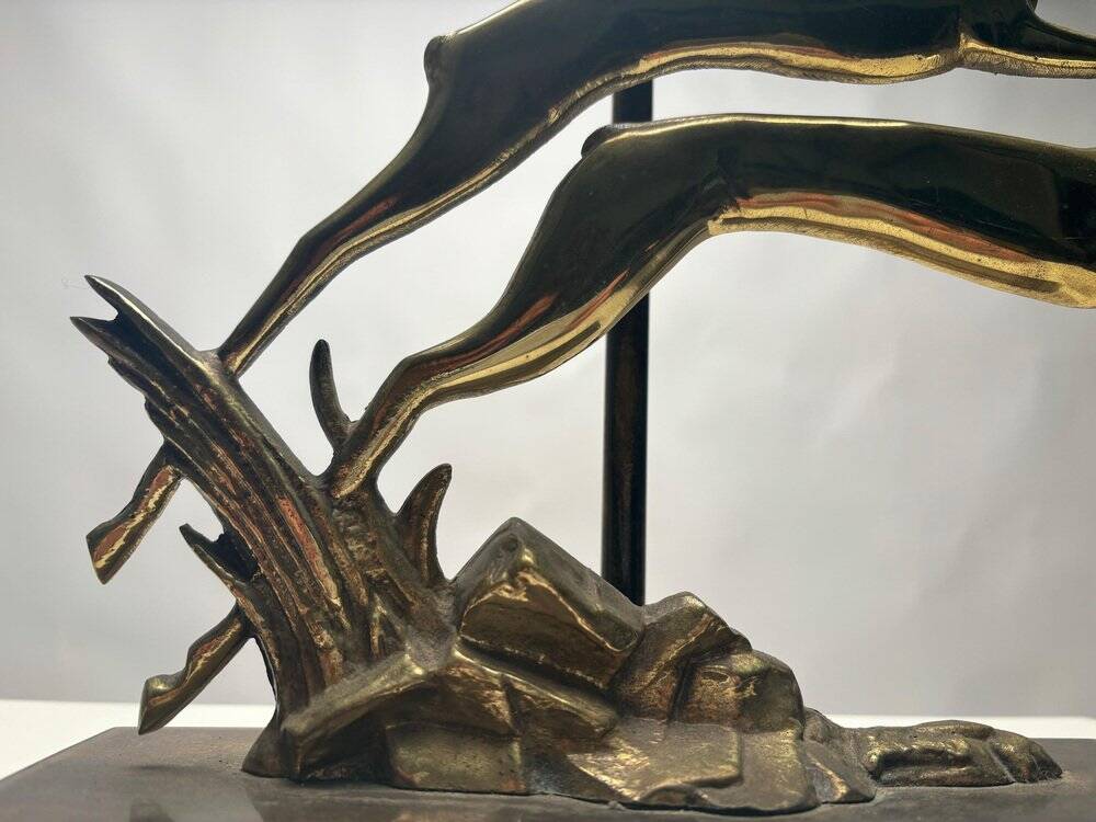 Art Deco Metal Table Lamp, France, 1940s