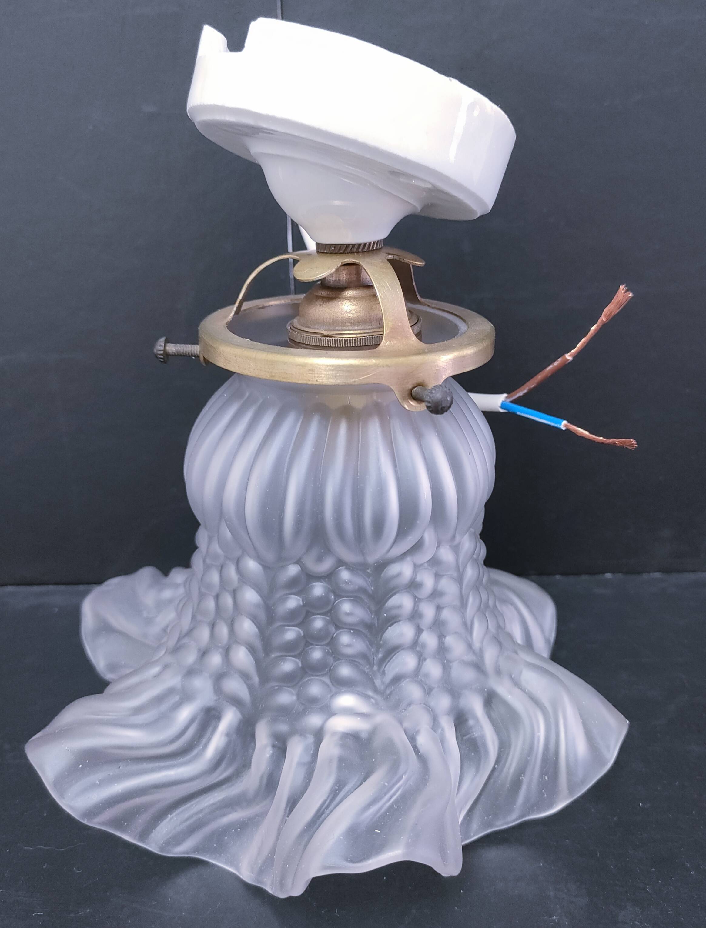 Porcelain and flower glass wall lamp early 20th century