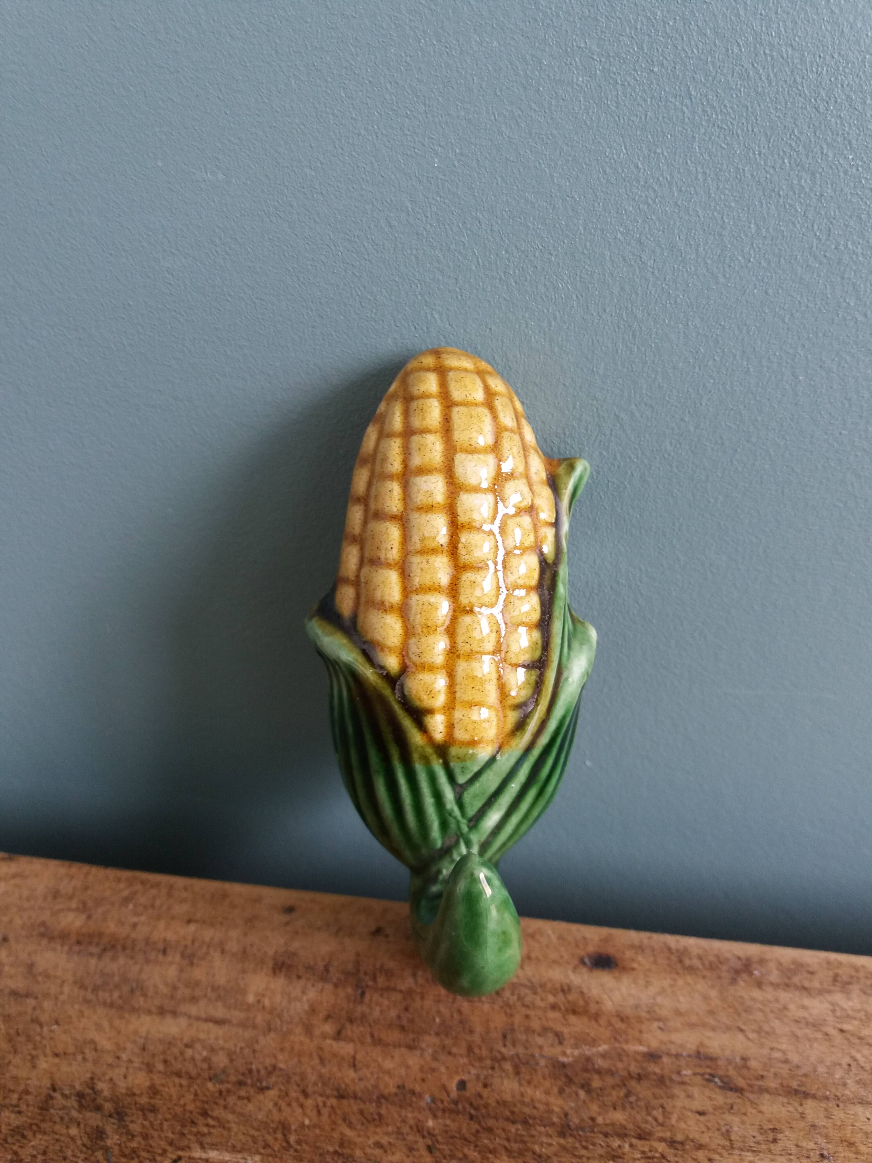 Patère crochet à torchon, maïs en barbotine
