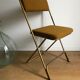 Vintage folding chair lafuma chantazur with striped gold fabric