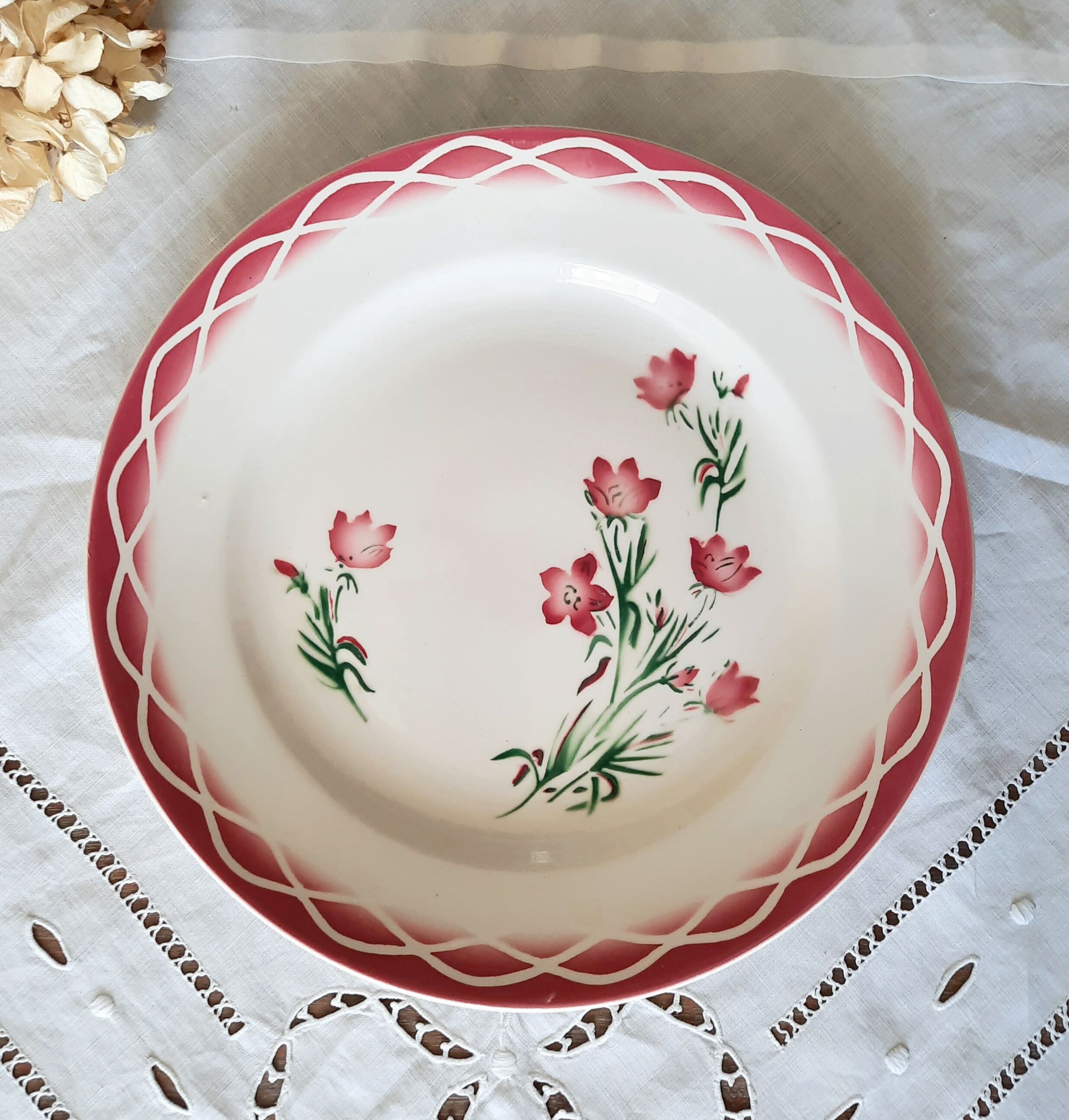 Old flat plates mismatched in earthenware