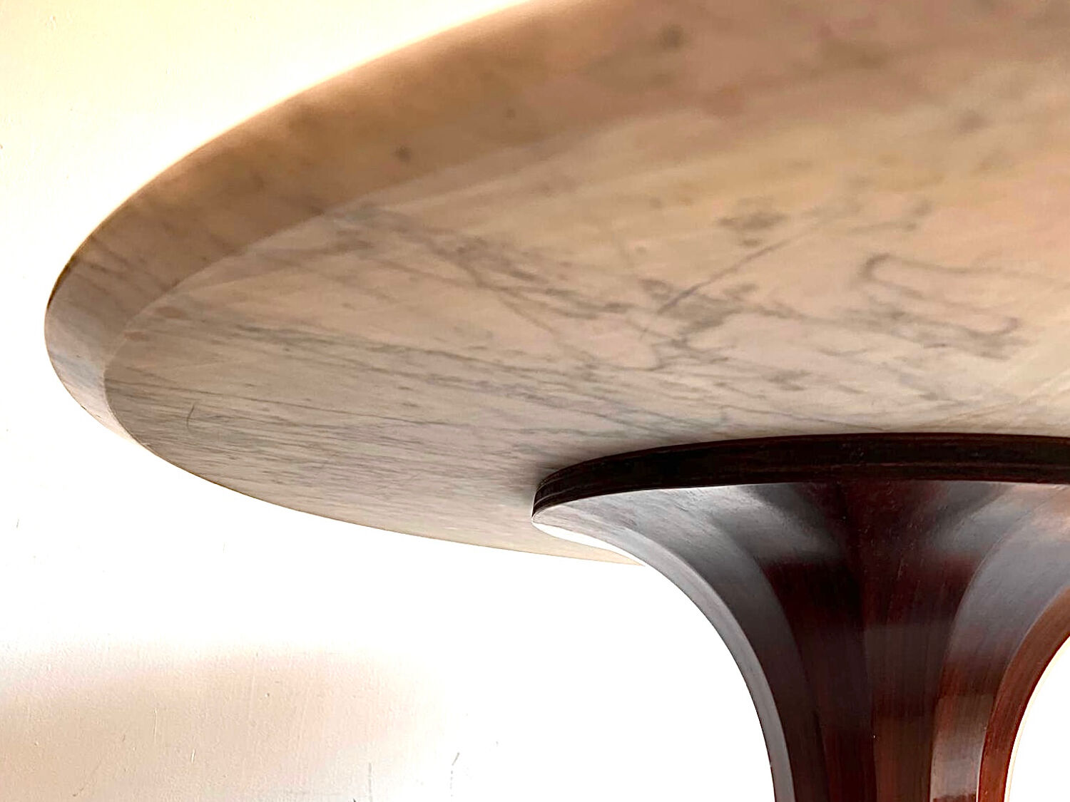 Marble dining table with rosewood base