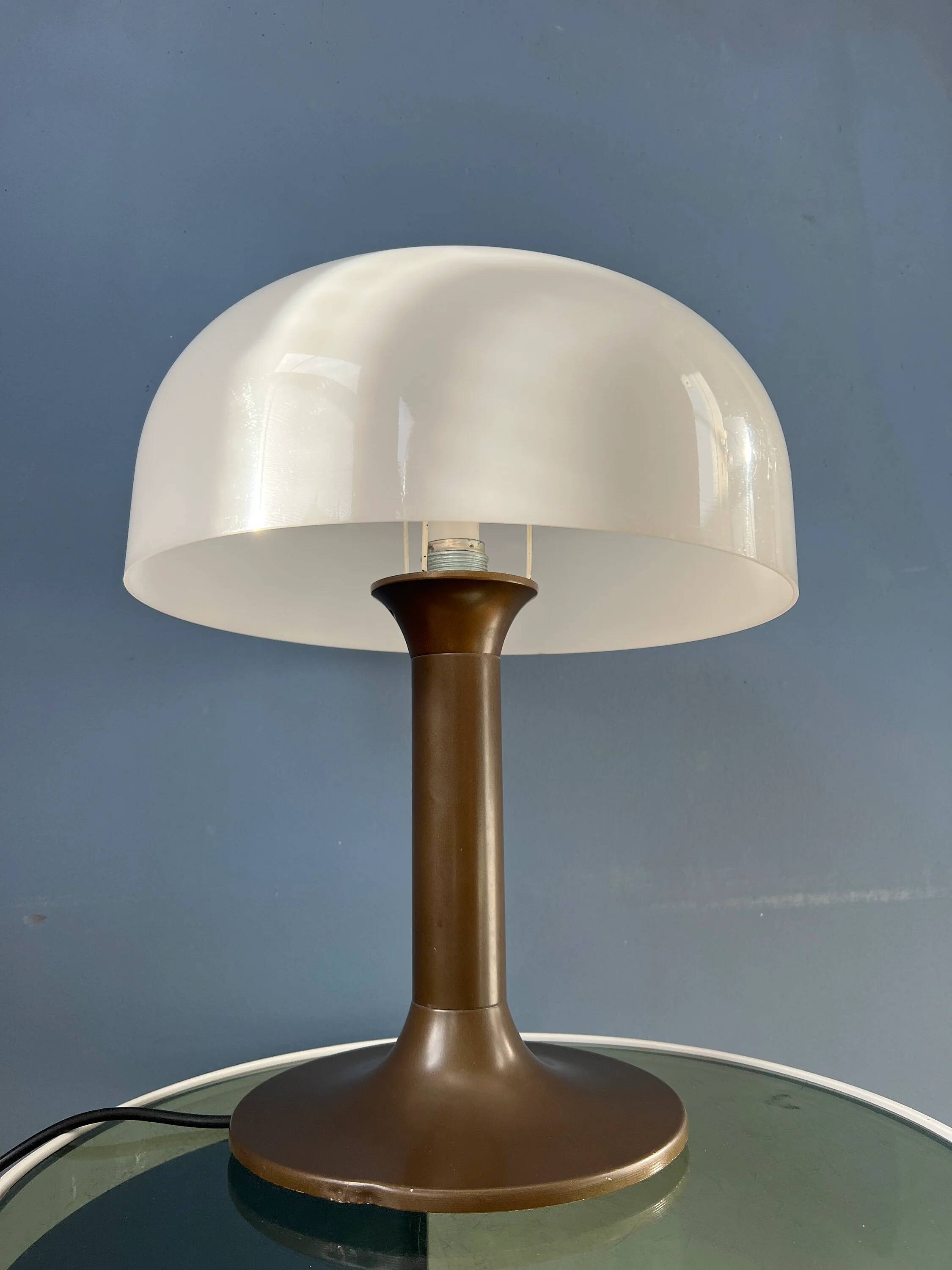 Brown and white Space Age Mid-Century mushroom table lamp
