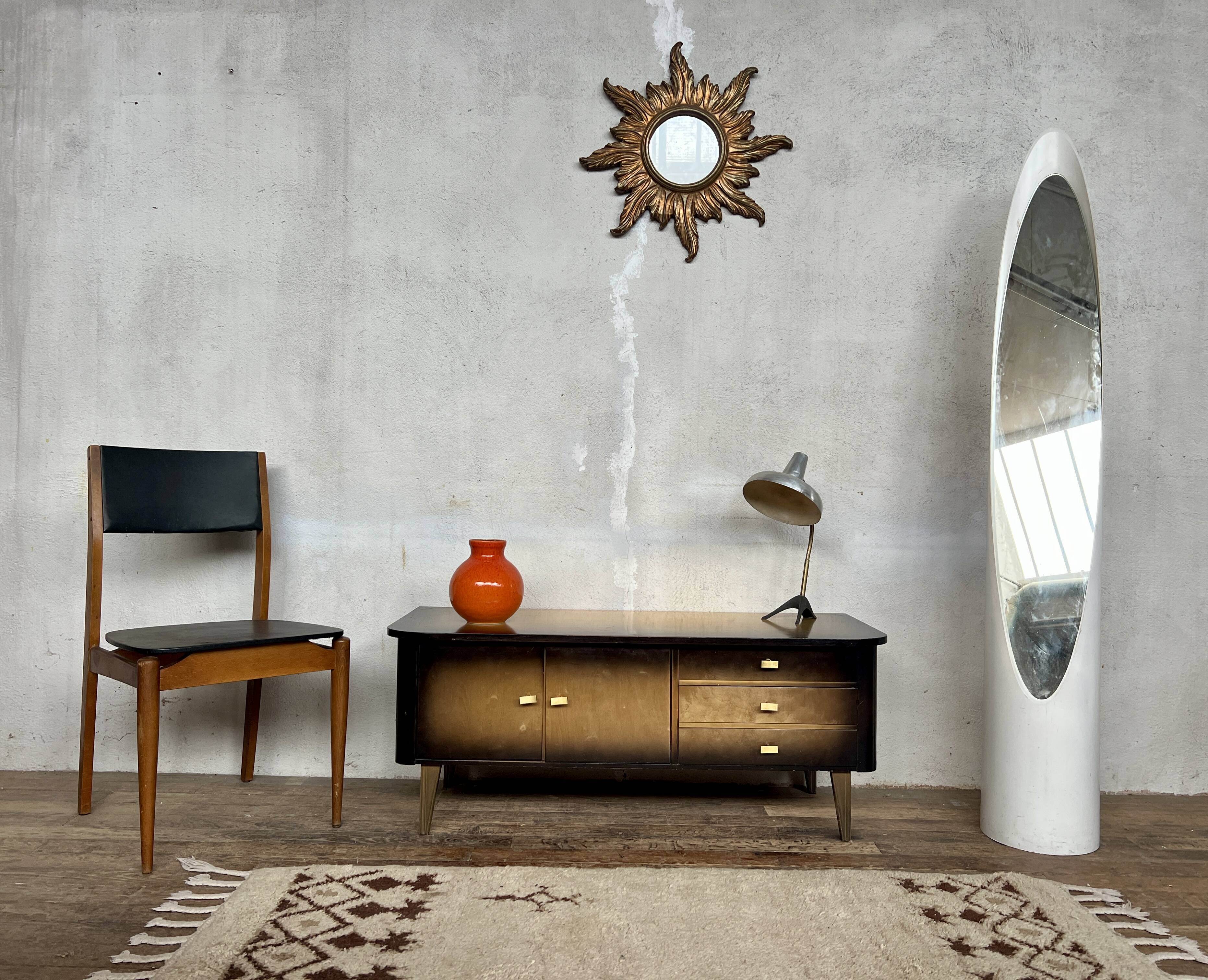 Vintage TV cabinet sideboard with Scandinavian-style compass legs