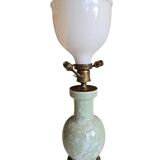 Celadon lamp with opaline 2 lights