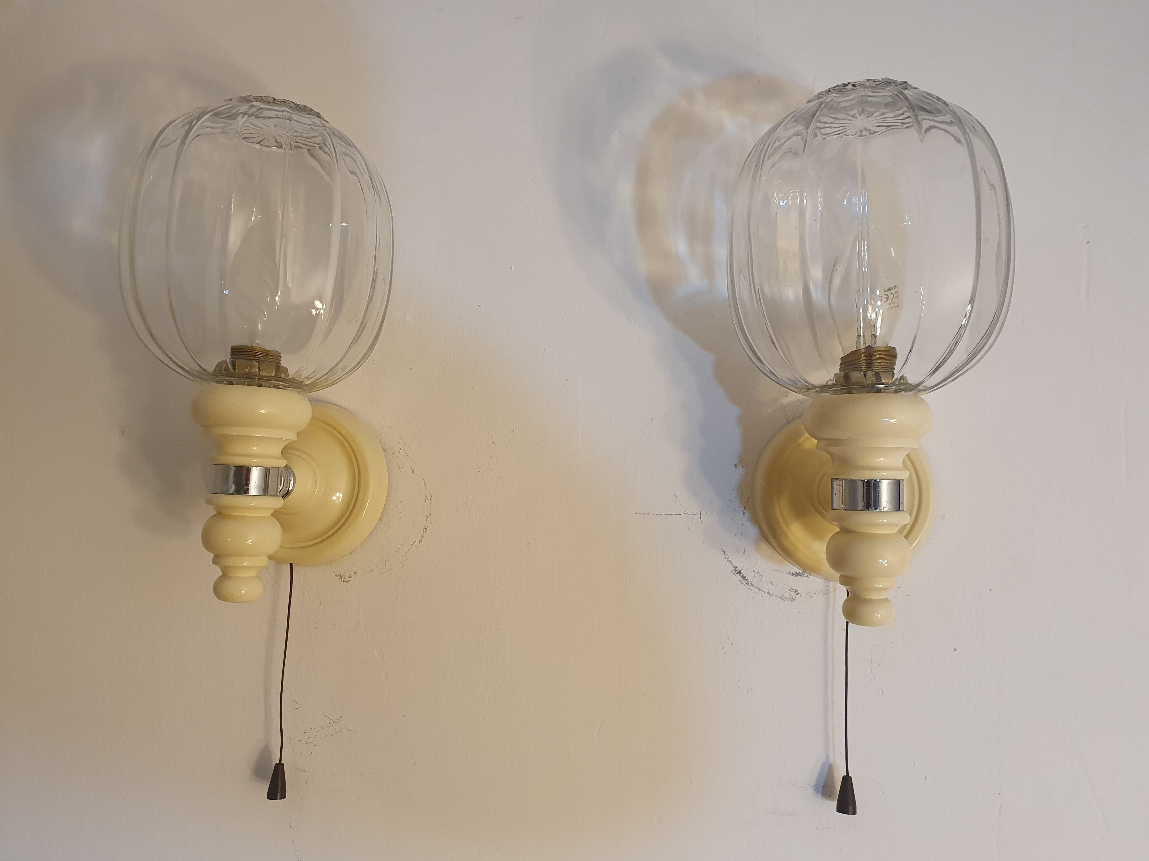Pair of vintage 70s wall lights