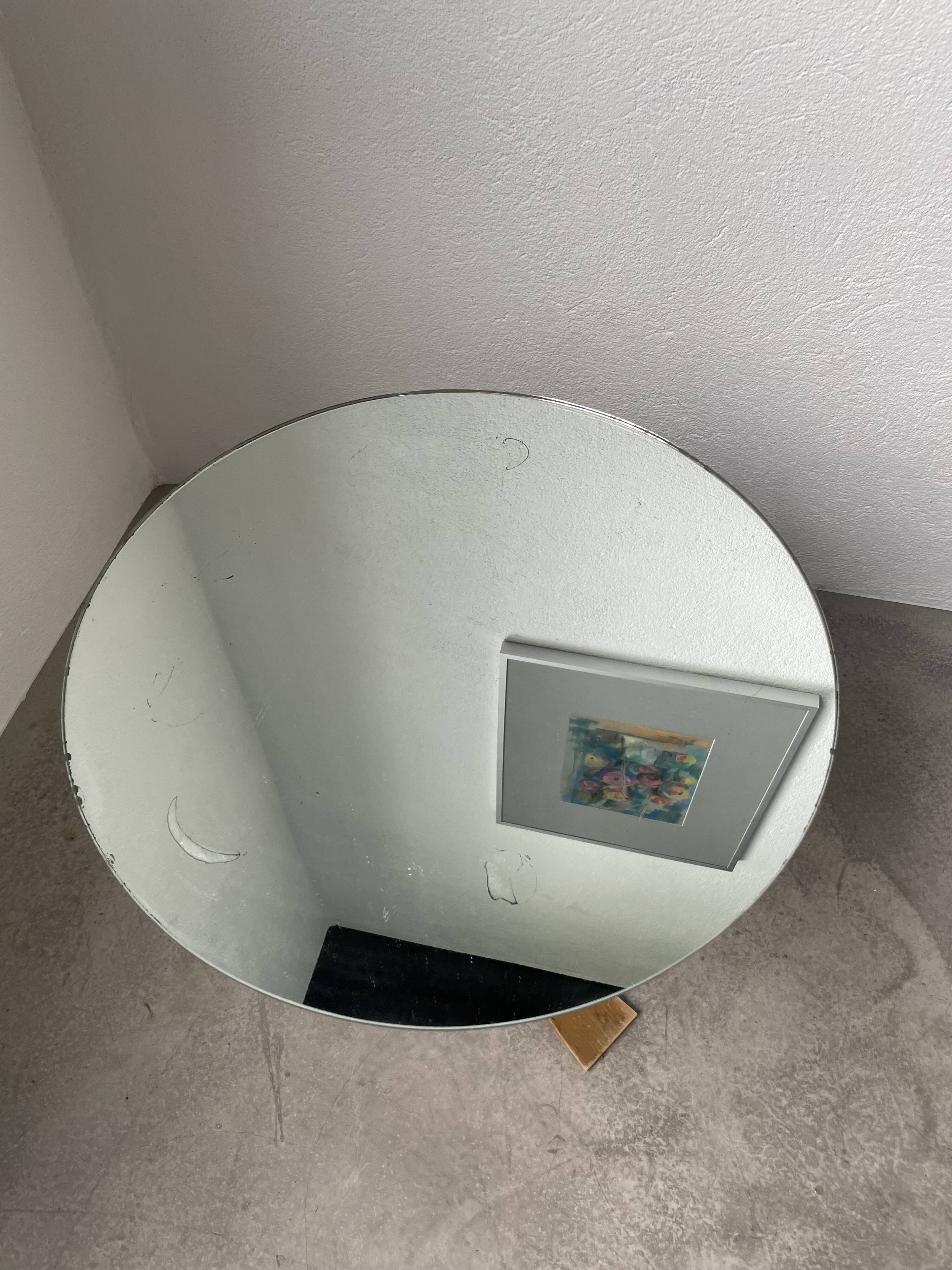 Art deco mirror pedestal table in walnut 1930