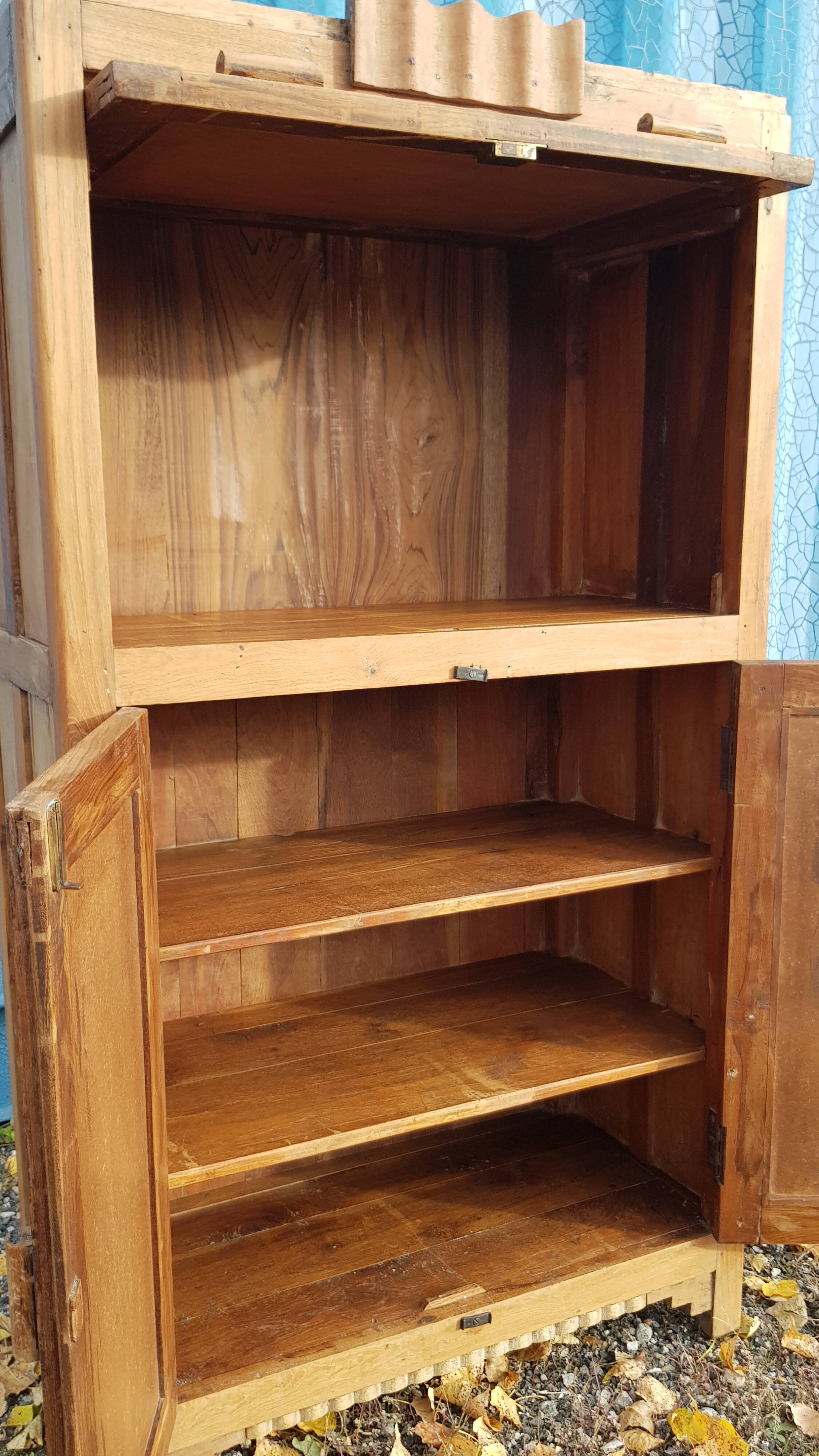 Old Art Deco radio cabinet in Burmese teak