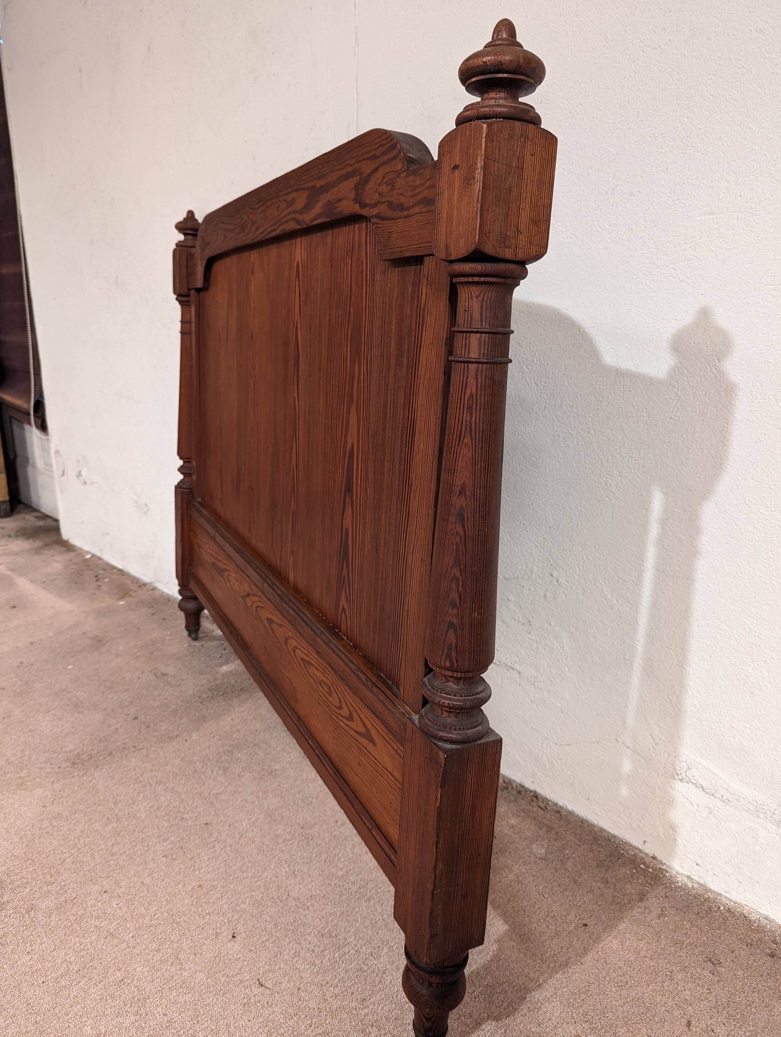 Antique headboard in solid pitch pine