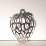silver-plated metal strawberry-shaped trivet