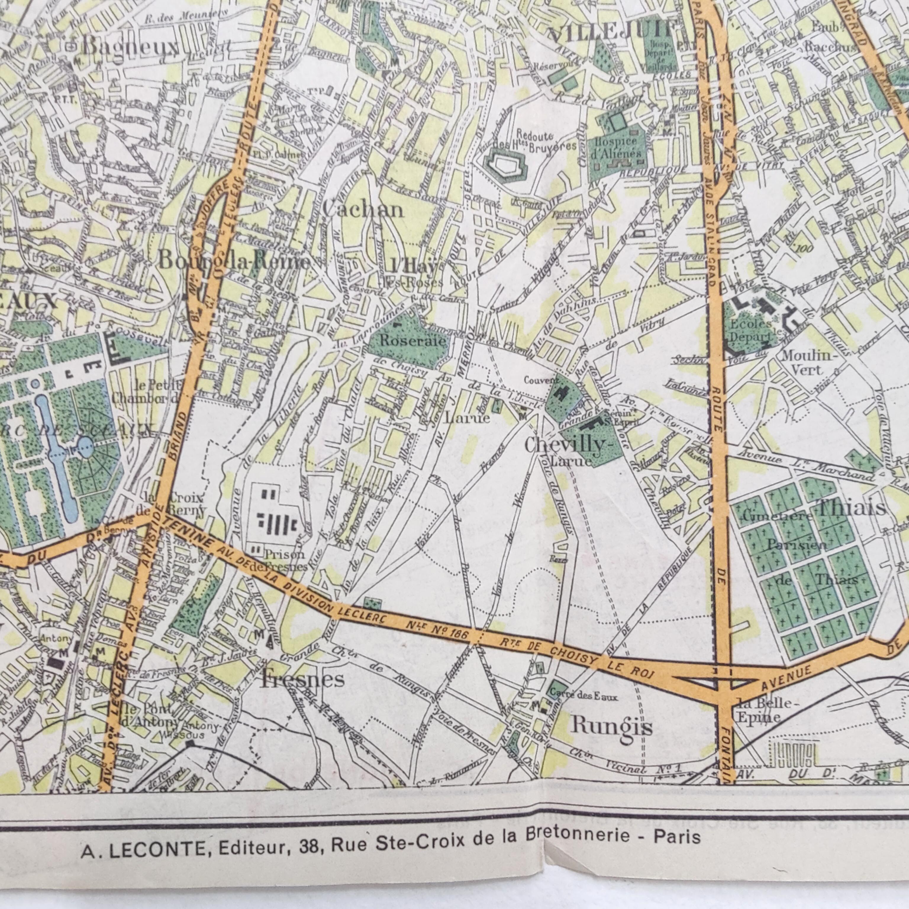 Carte vintage Paris et ses quartiers 1970