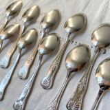 10 Vintage Rocaille Style Metal Soup Spoons