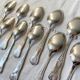 10 Vintage Rocaille Style Metal Soup Spoons