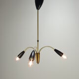 Italian 3 Armed Chandelier with Brass, 1960s