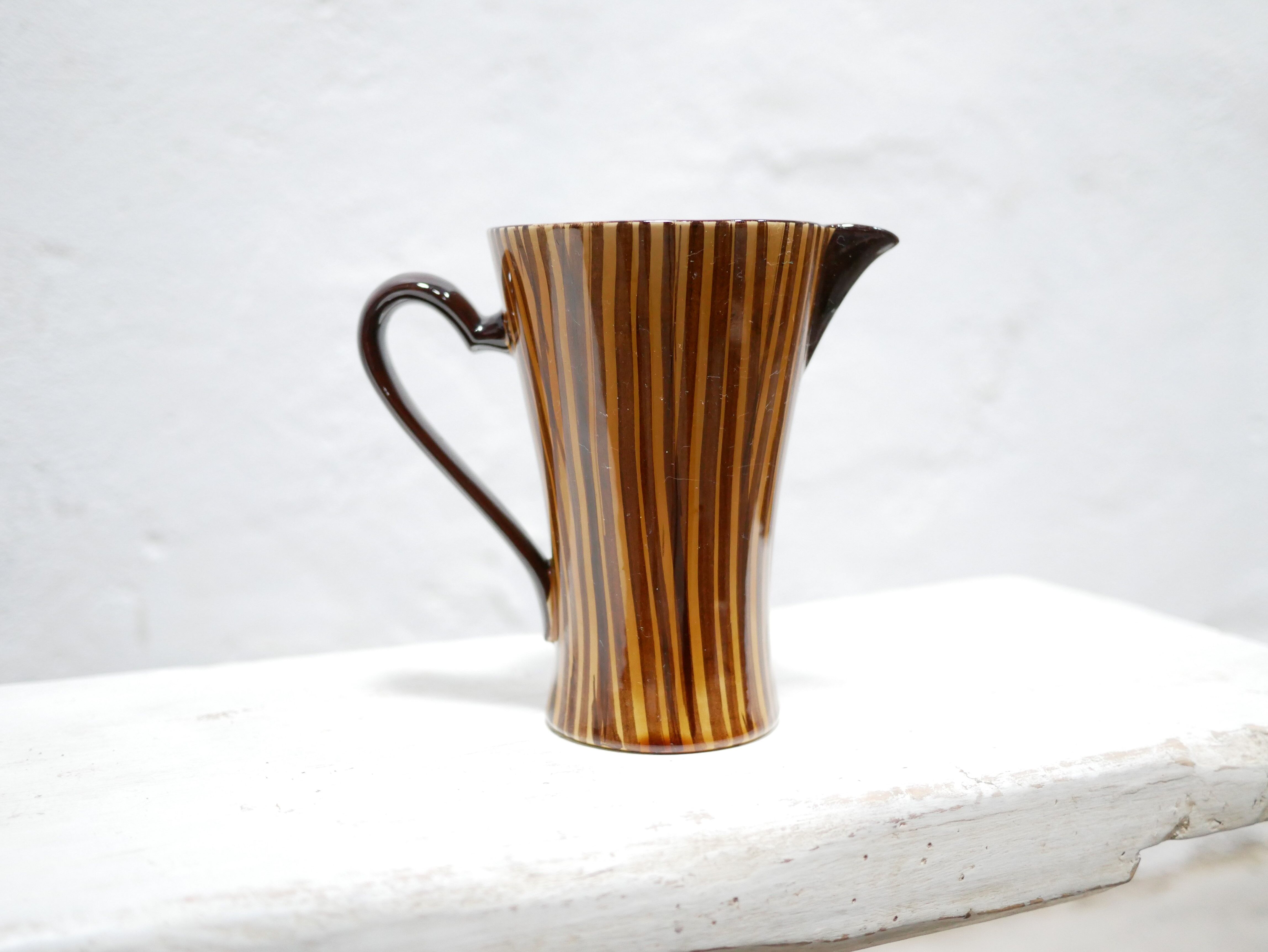 Vintage ceramic pitcher by the Sarreguemines manufacture