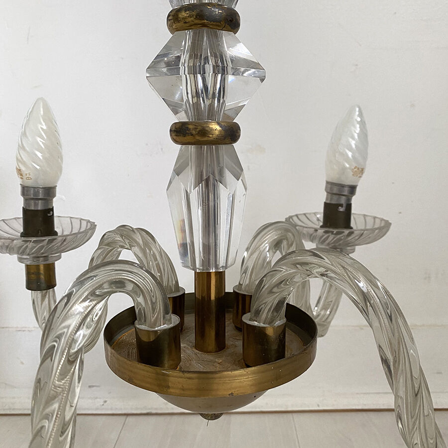 50's vintage glass and brass suspension