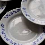 6 assiettes à dessert vintage – faïence Oxford – Blanc & bleu