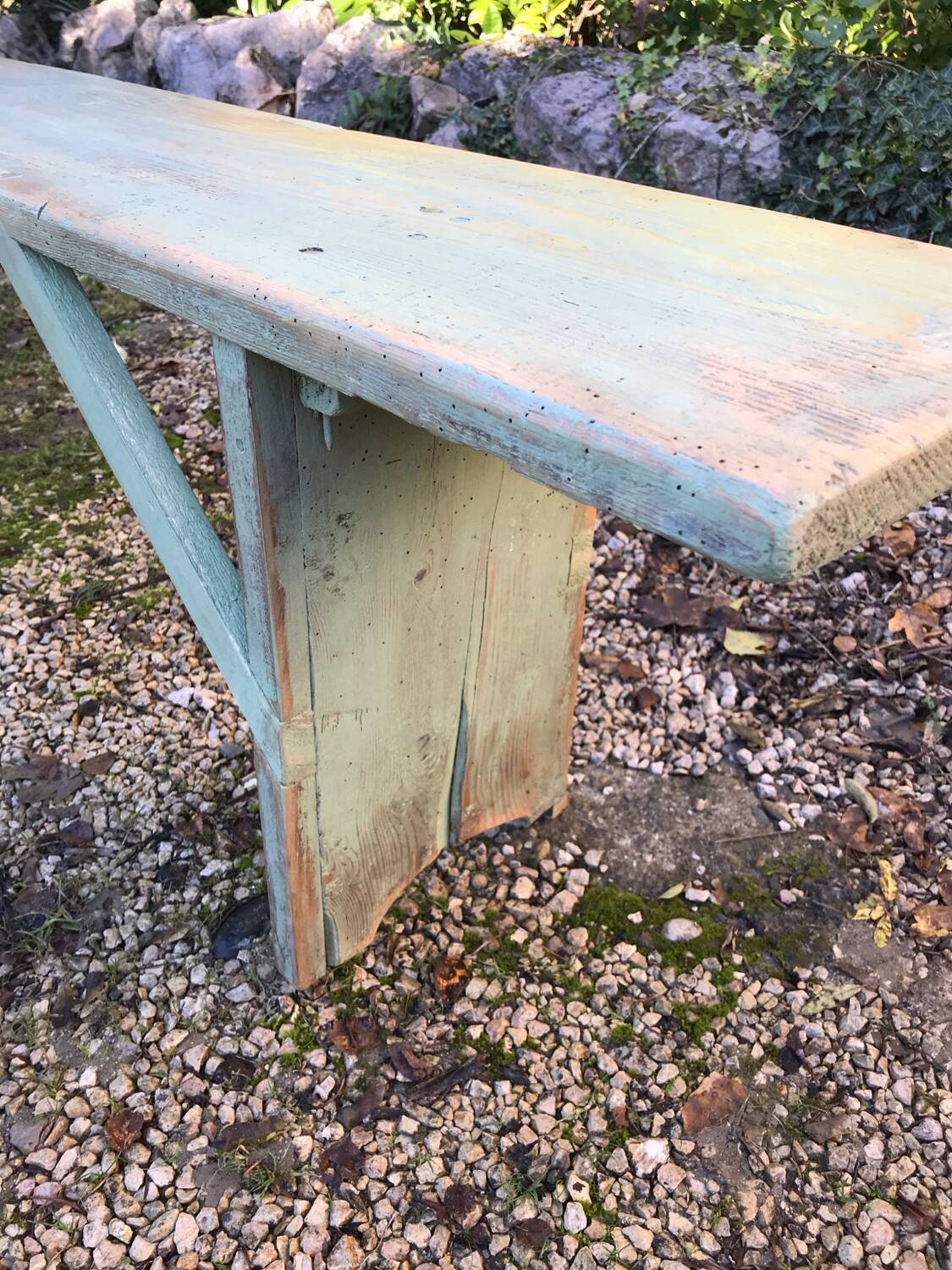 Wooden farm bench