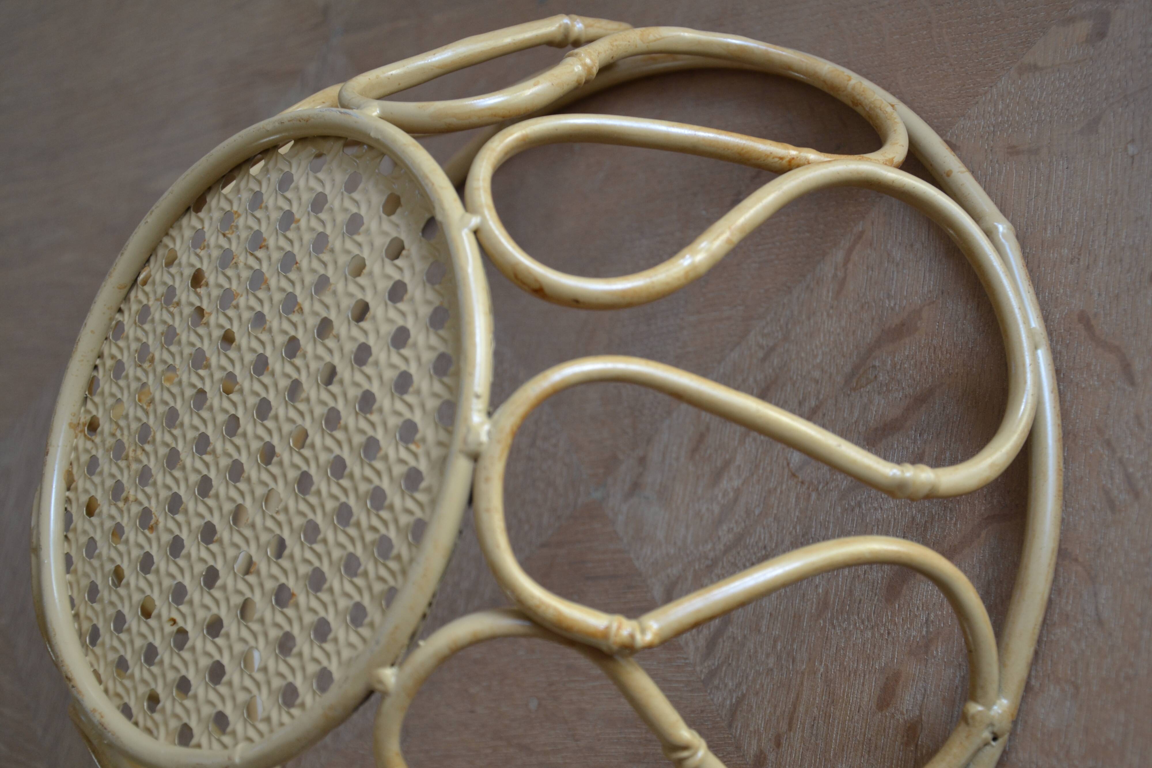 Corbeille, panier à fruits en métal imitant le bambou