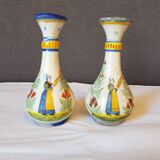 Pair of Quimper earthenware vases