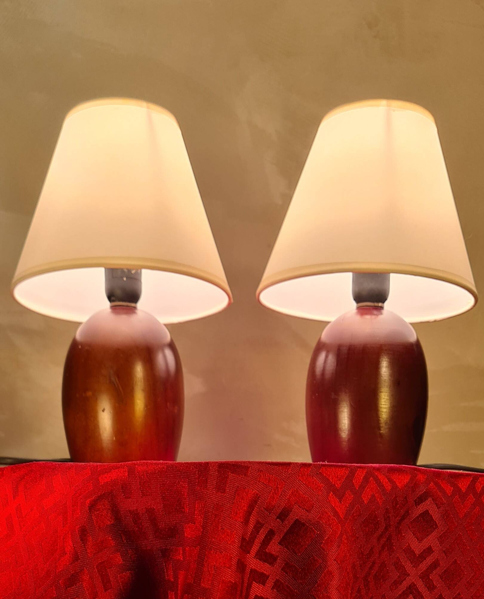 pair of small Scandinavian style bedside lamps 25x15