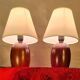 pair of small Scandinavian style bedside lamps 25x15