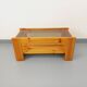 Table basse vintage en pin et verre fumé des années 70 80
