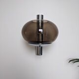 PAIR OF WALL LIGHTS BY SCIOLARI - VINTAGE SMOKED GLASS AND CHROME