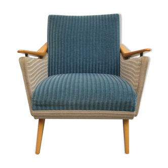 Fauteuil en bleu et beige 1950