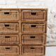 Wicker and rattan chest of drawers with 8 drawers