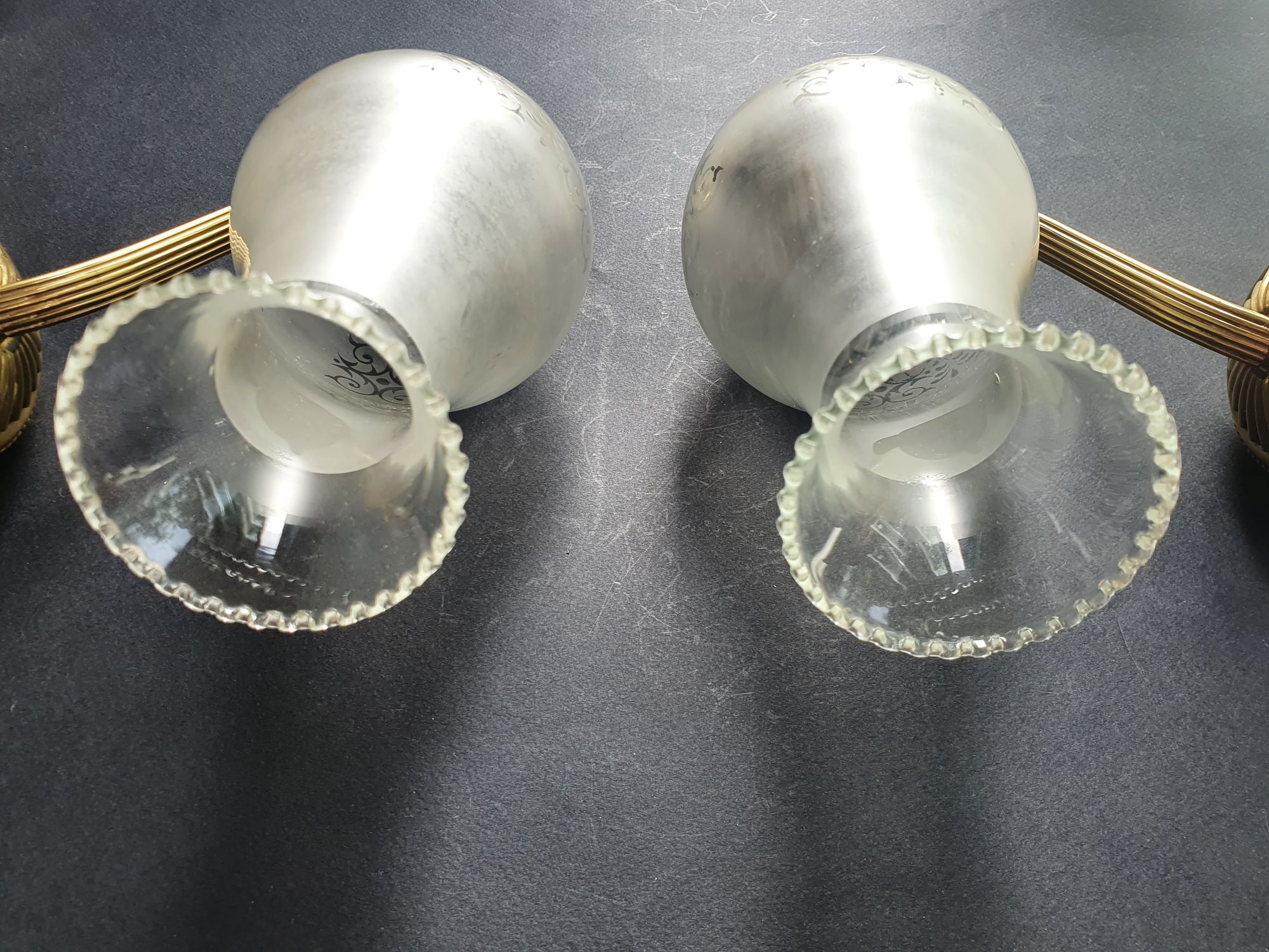 Pair of antique gold wall sconces