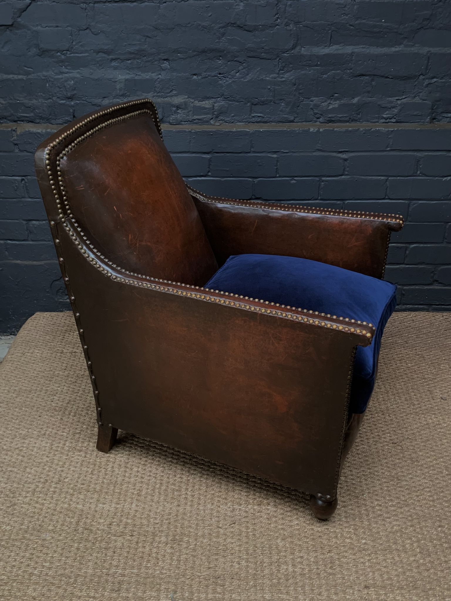 French leather club chair normandy model c1910-1930