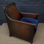 French leather club chair normandy model c1910-1930