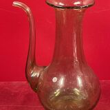 Carafe design, verseuse en verrerie de biot vert verre vintage