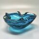 Cendrier ou vide-poches bleu en verre Murano Bullicante par Flavio Poli des années 1960.