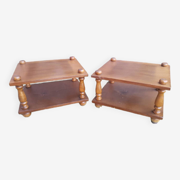 Pair of low wooden bedside tables