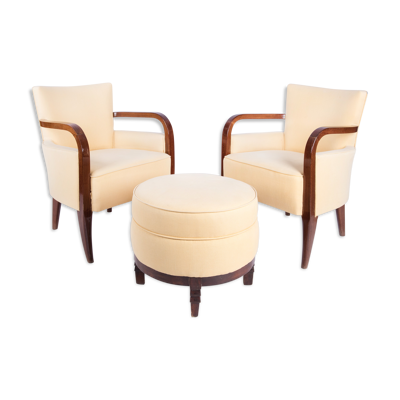 Set de fauteuils et ottoman art-déco