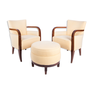 Set of armchairs and Ottoman art-deco